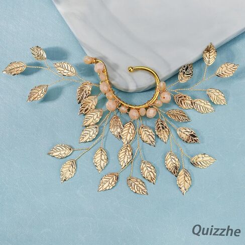 Quizzhe اليدوية ورقة قزم الأذن الأصفاد الأقراط الجنية زهرة واحدة الأقراط اليسرى الزاحف الأقراط خمر ورقة الجناح الأذن كليب لا ثقب حفلة موسيقية العروس مجوهرات الزفاف هدايا للفتيات النساء in Kuwait