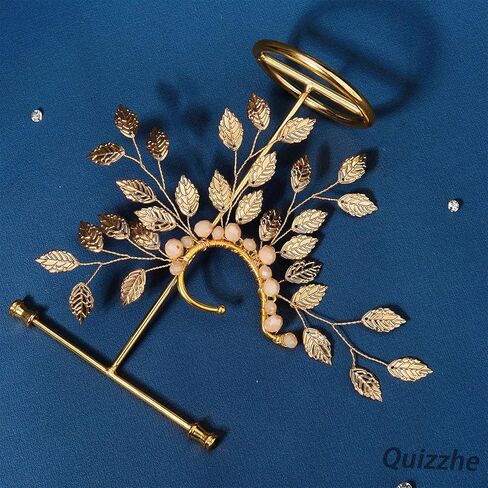 Quizzhe اليدوية ورقة قزم الأذن الأصفاد الأقراط الجنية زهرة واحدة الأقراط اليسرى الزاحف الأقراط خمر ورقة الجناح الأذن كليب لا ثقب حفلة موسيقية العروس مجوهرات الزفاف هدايا للفتيات النساء in Kuwait