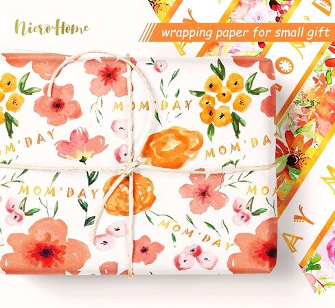 NICROHOME 24 ورقة برتقالية زهرية لعيد الأم ورق تغليف للهدايا، ورق مناديل ورقية مطبوعة برقائق ذهبية ملونة للحقائب والحرف الفنية اليدوية in Kuwait