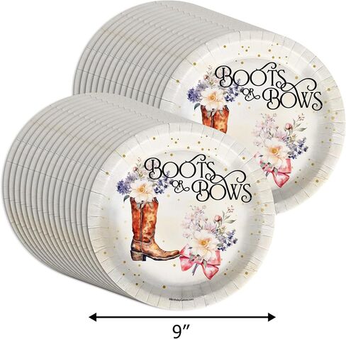 Birthday Galore Boots or Bows Gender Reveal Party Supplies Large 9" Paper Plates in Bulk 32 Piece in Saudi Arabia