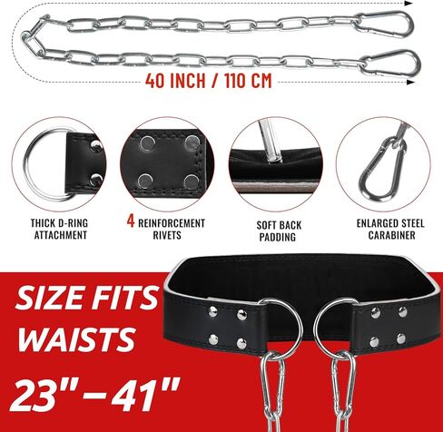 Jaffick Dip Belt with Steel Chain for Weightlifting Pullup Gym Weighted Lifting Belt for Powerlifting Squat Bodybuilding Waist Support for Both Men and Women in Saudi Arabia
