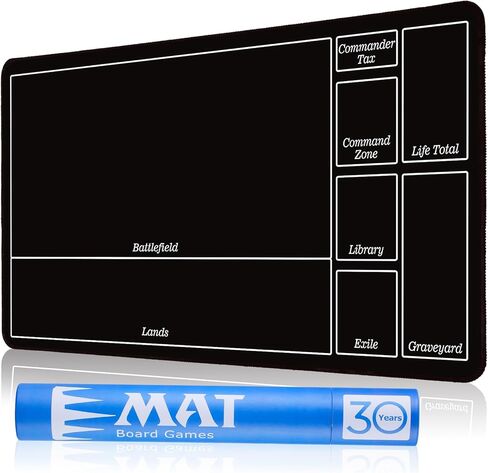 بساط اللعب MTG المُخيط من Biouai للعبة Magic The Gathering - بساط اللعب مع حافظة أنبوبية للعب ألعاب بطاقات MTG (المناطق السوداء) in Kuwait