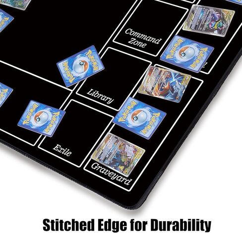 بساط اللعب MTG المُخيط من Biouai للعبة Magic The Gathering - بساط اللعب مع حافظة أنبوبية للعب ألعاب بطاقات MTG (المناطق السوداء) in Kuwait