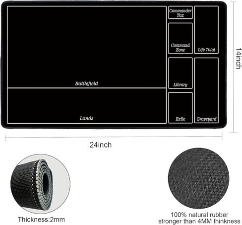 بساط اللعب MTG المُخيط من Biouai للعبة Magic The Gathering - بساط اللعب مع حافظة أنبوبية للعب ألعاب بطاقات MTG (المناطق السوداء) in Kuwait