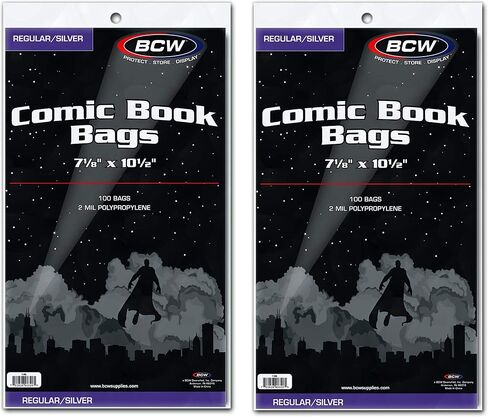 BCW Silver Age Comic Bags - 200 ct | Archival Quality, Acid-Free Protection for Silver Age Comic Books | 7 1/8 x 10 1/2 inches Comic Collection Storage Comic Books Bags in Saudi Arabia