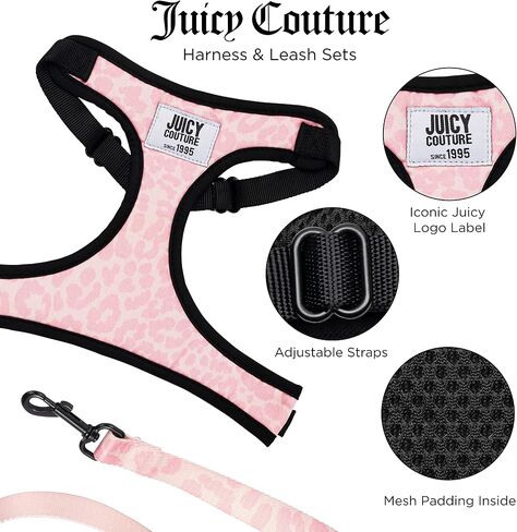Juicy Couture Colorful Camo Dog Harness and Leash Set – Adjustable Puppy Harness with Puppy Leash & Mesh Padding Dog Harness, Large in Saudi Arabia