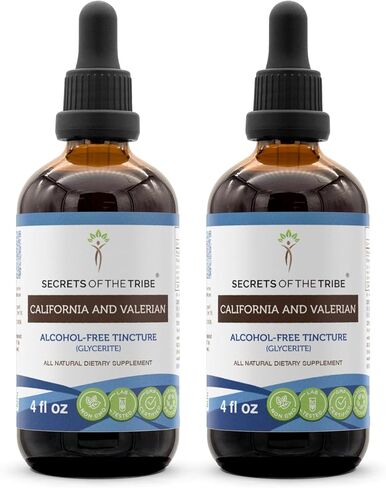 Secrets of the Tribe California and Valerian Alcohol-Free Liquid Extract, Herbs (California Poppy Herb and Flower, Valerian Root) Tincture Supplement (2 FL OZ) in Saudi Arabia