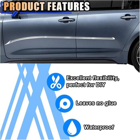 32Ft Car Pinstriping Tape, Vinyl Pin Striping Decals Car Trim Stripe Tape DIY Stickers, Universal Car Hood Body Side Stripe Glossy for Auto Motorcycle Home Door Musical Instrument (Gold) in Kuwait