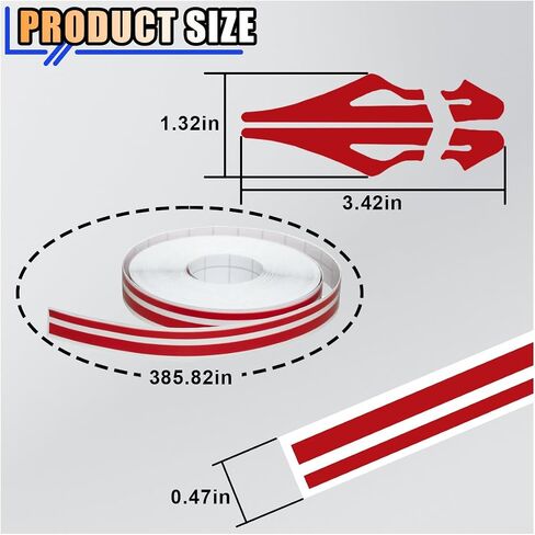 32Ft Car Pinstriping Tape, Vinyl Pin Striping Decals Car Trim Stripe Tape DIY Stickers, Universal Car Hood Body Side Stripe Glossy for Auto Motorcycle Home Door Musical Instrument (Gold) in Kuwait