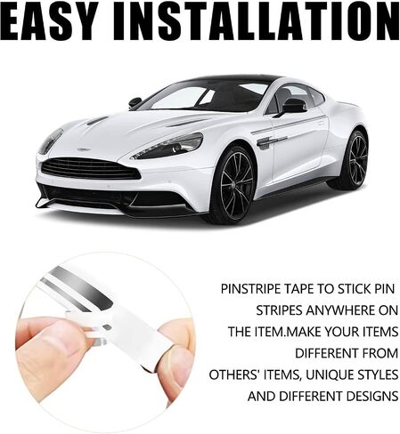 ZATOOTO Pinstripe Tape for Cars - DIY Vinyl Chrome Pin Striping Decals, 385×0.47 inches Auto Waterproof Pin Stripe Tape Emblems Trim, Universal for Automotive Musical Instrument Home Door etc in Saudi Arabia