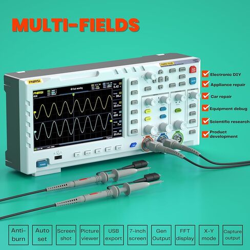 FNIRSI ADS1014D ثنائي القناة تخزين رقمي USB راسم الذبذبات مع وظيفة إشارة مولد 100MHz 1GSa/s 240Kb، 7 "LCD in Kuwait