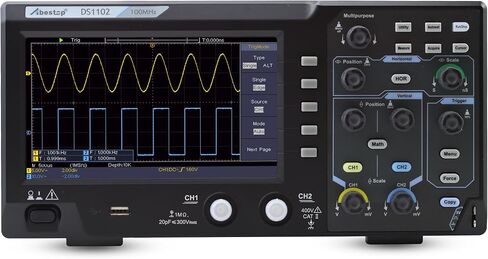 Abestop 100 ميجا هرتز راسم ذبذبات تخزين سطح المكتب ثنائي القنوات مع شاشة TFT LCD مقاس 7 بوصات محمولة خفيفة الوزن راسم ذبذبات رقمي (DS1102) in Kuwait