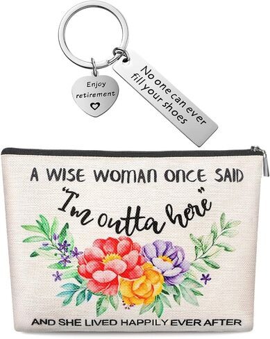 Weewooday Retirement Present for Women Retired Makeup Bag and Keychain for Wife Mom Grandma Coworkers Teachers(Chic) in Saudi Arabia