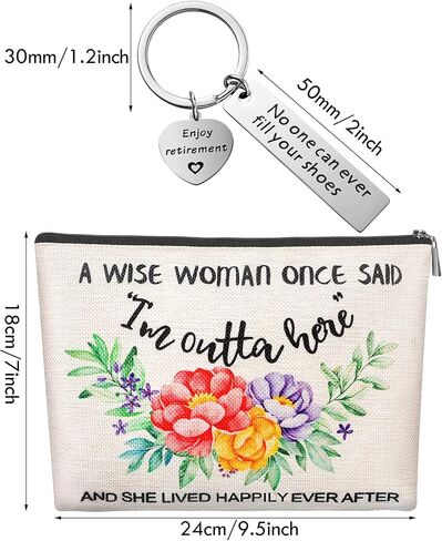 Weewooday Retirement Present for Women Retired Makeup Bag and Keychain for Wife Mom Grandma Coworkers Teachers(Chic) in Saudi Arabia
