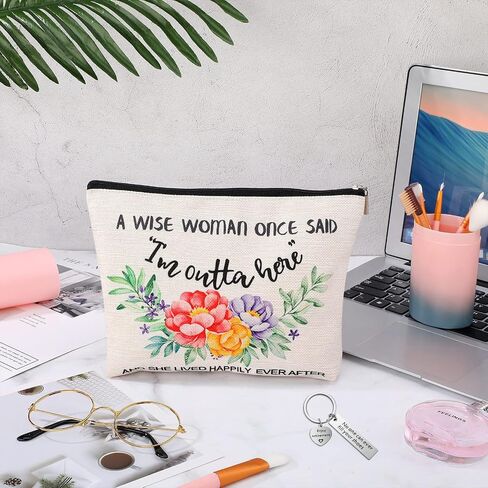 Weewooday Retirement Present for Women Retired Makeup Bag and Keychain for Wife Mom Grandma Coworkers Teachers(Chic) in Saudi Arabia