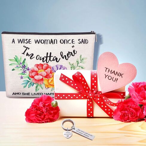 Weewooday Retirement Present for Women Retired Makeup Bag and Keychain for Wife Mom Grandma Coworkers Teachers(Chic) in Saudi Arabia