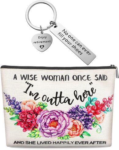 Weewooday Retirement Present for Women Retired Makeup Bag and Keychain for Wife Mom Grandma Coworkers Teachers(Chic) in Saudi Arabia