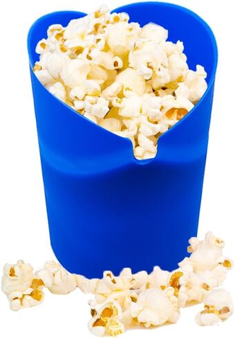 Fglmctsh The Original Popcorn Popcorn Popper، صانع الفشار السيليكون القابل للطي، وعاء خالٍ من BPA، صانع الفشار بالهواء الساخن، لا يحتاج إلى زيت (أزرق، 1) in Kuwait