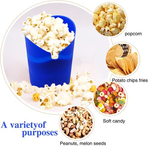 Fglmctsh The Original Popcorn Popcorn Popper، صانع الفشار السيليكون القابل للطي، وعاء خالٍ من BPA، صانع الفشار بالهواء الساخن، لا يحتاج إلى زيت (أزرق، 1) in Kuwait