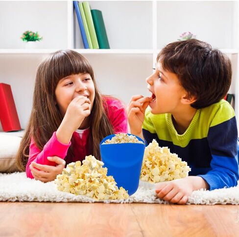 Fglmctsh The Original Popcorn Popcorn Popper، صانع الفشار السيليكون القابل للطي، وعاء خالٍ من BPA، صانع الفشار بالهواء الساخن، لا يحتاج إلى زيت (أزرق، 1) in Kuwait