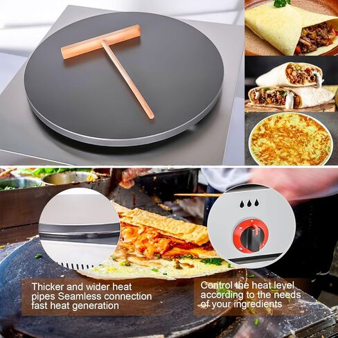 Crepe Machine, 15.7 In Commercial Crepe Maker Machine, Methane Gas Spring Roll Maker, Pancake Big Hotplate Non Stick, Ideal for Business, Get-Togethers, Egg Pancakes, Hot Dogs in Saudi Arabia