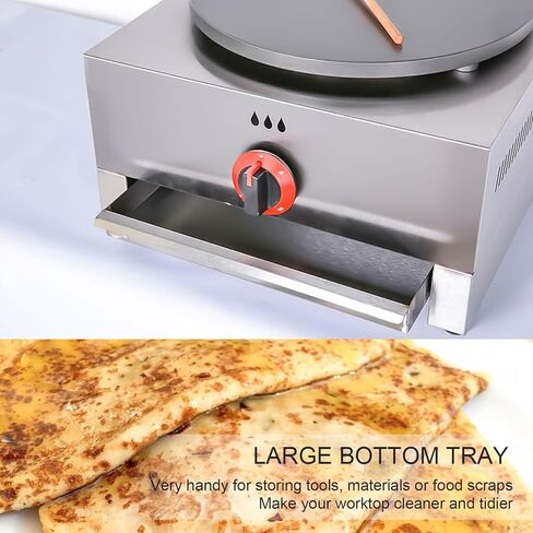 Crepe Machine, 15.7 In Commercial Crepe Maker Machine, Methane Gas Spring Roll Maker, Pancake Big Hotplate Non Stick, Ideal for Business, Get-Togethers, Egg Pancakes, Hot Dogs in Saudi Arabia