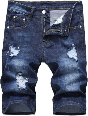 MLANM Men's Casual Denim Shorts Classic Fit Distressed Summer Fashion Ripped Jean Shorts in Saudi Arabia