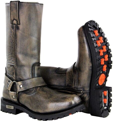 Xelement X99005 Men's Throttle Distressed Brown Motorcycle Performance Leather Boots - 9.5 in Saudi Arabia