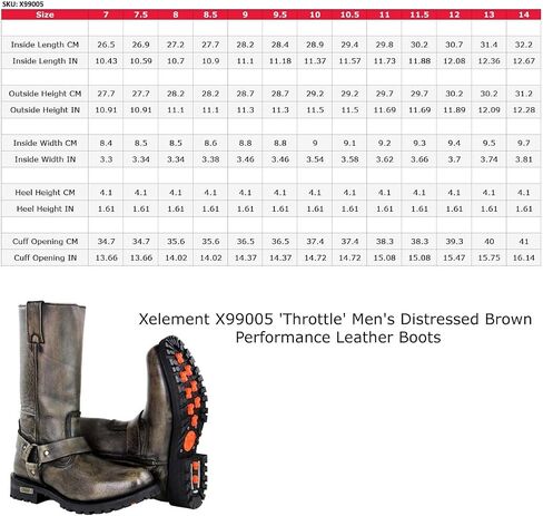 Xelement X99005 Men's Throttle Distressed Brown Motorcycle Performance Leather Boots - 9.5 in Saudi Arabia