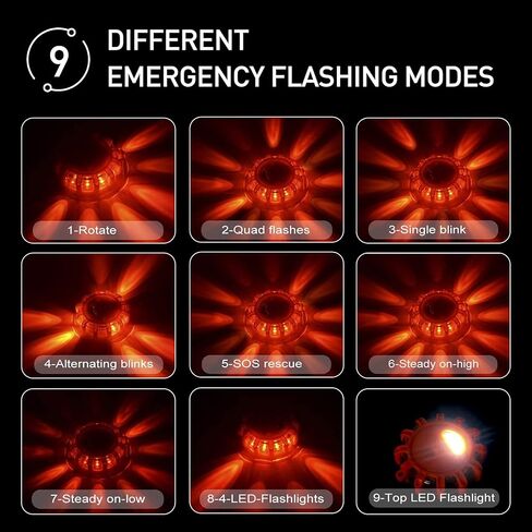 Kitgo [3 Pack LED Road Flares Flashlight Gifts for Husband Parents Firends Emergency Safety Warning Light Kit For Car Truck RV Vehicles Boat With Magnetic Base & Hook in Saudi Arabia