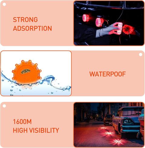 Kitgo [3 Pack LED Road Flares Flashlight Gifts for Husband Parents Firends Emergency Safety Warning Light Kit For Car Truck RV Vehicles Boat With Magnetic Base & Hook in Saudi Arabia