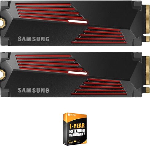 Samsung MZ-V9P4T0CW 990 PRO 4TB Heatsink PCIe 4.0 NVMe M.2 Solid State Drive (2-Pack), PS5 Compatible Bundle with 1 YR CPS Enhanced Protection Pack in Saudi Arabia