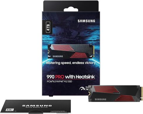 Samsung MZ-V9P4T0CW 990 PRO 4TB Heatsink PCIe 4.0 NVMe M.2 Solid State Drive (2-Pack), PS5 Compatible Bundle with 1 YR CPS Enhanced Protection Pack in Saudi Arabia