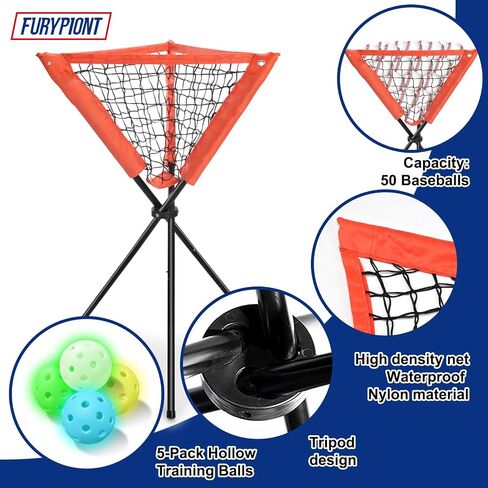 Furypiont Baseball Softball Portable Batting Practice Ball Caddy,Ball Caddy with Bonus Plastic Training Balls in Saudi Arabia