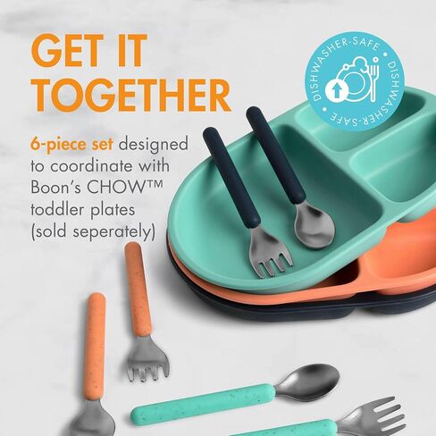 Boon Chow Silicone Plate Set - 3 Unbreakable Divided Toddler Plates - Baby Plates for 6 Months and Up - Baby Led Weaning Supplies - Mint Multicolor in Saudi Arabia