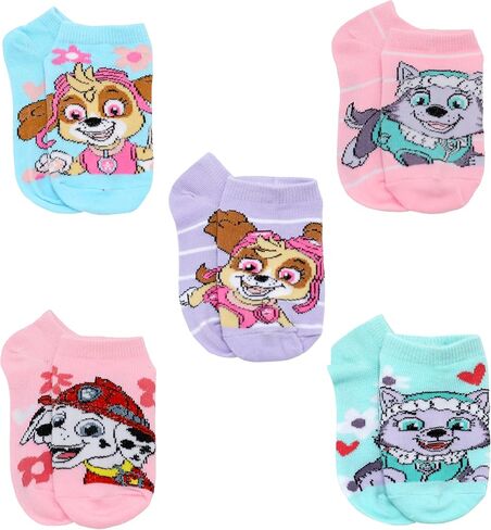 Nickelodeon Girl's 5 Pack Paw Patrol No Show Socks, Sky Blue, Small in Saudi Arabia