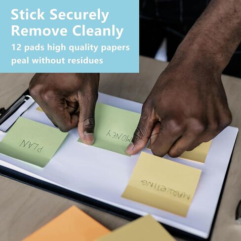 Sticky Notes 3x3in, 12 Sticky Note Pads, 6 Morandi Colors, Colored/Colorful Sticky Notes Bulk, Cute Stick Notes 60 Sheets/Pad, 720 Sheets in Total, Ideal Office School Stationary Supplies in Saudi Arabia