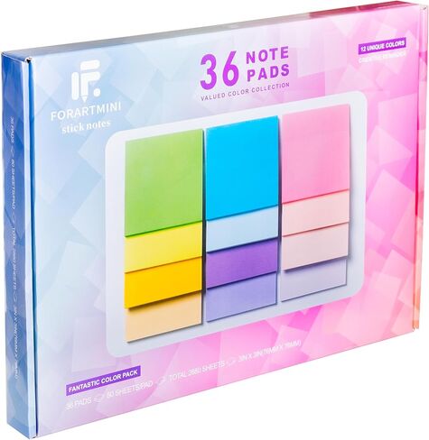 Sticky Notes 3x3in, 12 Sticky Note Pads, 6 Morandi Colors, Colored/Colorful Sticky Notes Bulk, Cute Stick Notes 60 Sheets/Pad, 720 Sheets in Total, Ideal Office School Stationary Supplies in Saudi Arabia
