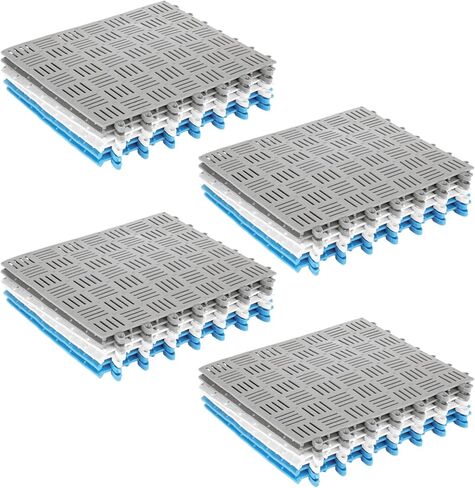 RHBLME 12 قطعة من حصيرة المطاط المتشابكة مع فتحات، 11.8 بوصة × 11.8 بوصة، وسادة متشابكة معيارية غير قابلة للانزلاق، سجادات تصريف للسطح، الدش، المطبخ، حمام السباحة، داخلي وخارجي in Kuwait