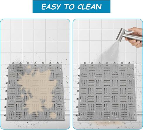 RHBLME 12 قطعة من حصيرة المطاط المتشابكة مع فتحات، 11.8 بوصة × 11.8 بوصة، وسادة متشابكة معيارية غير قابلة للانزلاق، سجادات تصريف للسطح، الدش، المطبخ، حمام السباحة، داخلي وخارجي in Kuwait