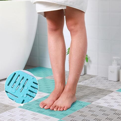 RHBLME 12 قطعة من حصيرة المطاط المتشابكة مع فتحات، 11.8 بوصة × 11.8 بوصة، وسادة متشابكة معيارية غير قابلة للانزلاق، سجادات تصريف للسطح، الدش، المطبخ، حمام السباحة، داخلي وخارجي in Kuwait