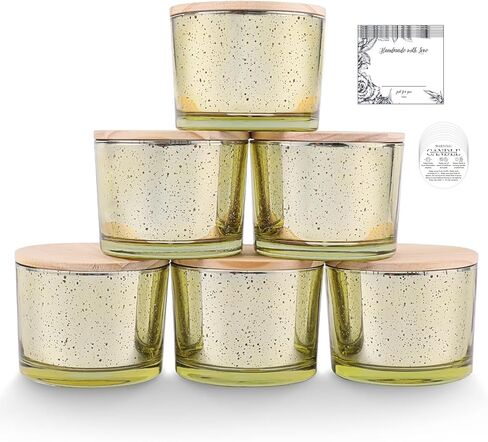 simeitol 6pcs 16oz Blue Candle Jars for Making Candles, Speckled Blue Glass Candle Jars with Lids, Bulk Empty Candle Containers, Blue Wedding Centerpieces, Baby Shower Party Table Decorations in Saudi Arabia