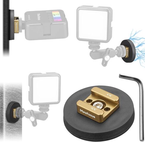 حامل كاميرا مغناطيسي MINIFOCUS مع محول حذاء بارد، قاعدة مغناطيسية مستديرة قوية مع فتحة 1/4 بوصة - 20 خيط، قطر 2.16 بوصة، سمك 0.31 بوصة لجميع معدات التصوير الفوتوغرافي مع حامل الحذاء الساخن القياسي in Kuwait