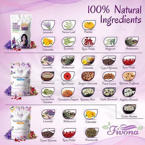 FIVONA Yoni Steaming Herbs - For Feminine Use And Rituals - V-Detox, Cleanse, Wash, Odor Control - 2 to 4 sessions - Female PH Balance- 1.76 Ounces in Saudi Arabia