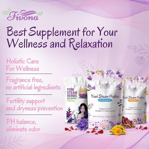 FIVONA Yoni Steaming Herbs - For Feminine Use And Rituals - V-Detox, Cleanse, Wash, Odor Control - 2 to 4 sessions - Female PH Balance- 1.76 Ounces in Saudi Arabia