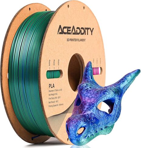Aceaddity Silk Magic PLA 3D Printer Filament, Multi-Colour Tri-Extrusion 1.75mm 3D Printing PLA Filament, Shiny Silk Coextruded PLA, Dimensional Accuracy +/- 0.03 mm, 1kg/2.2lbs (Blue-Red-Green) in Saudi Arabia