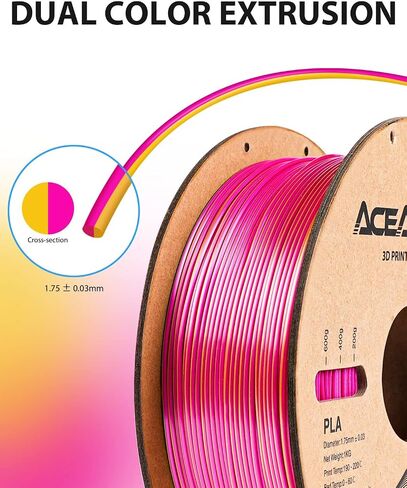Aceaddity Silk Magic PLA 3D Printer Filament, Multi-Colour Tri-Extrusion 1.75mm 3D Printing PLA Filament, Shiny Silk Coextruded PLA, Dimensional Accuracy +/- 0.03 mm, 1kg/2.2lbs (Blue-Red-Green) in Saudi Arabia