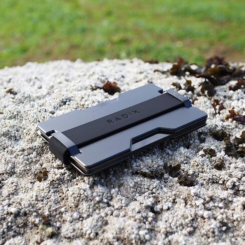 Radix Element Slim Wallet - RFID Blocking Minimalist Card Holder Money Clip (Black, Aluminum) in Saudi Arabia
