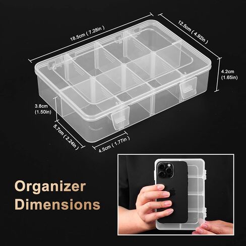 QUEFE 3 Pack 8 Grids Bead Organizers and Storage, Plastic Organizer Box with Removable Dividers Tackle Box Organizer for Candies Snacks Electronics Jewelry Small Parts in Saudi Arabia