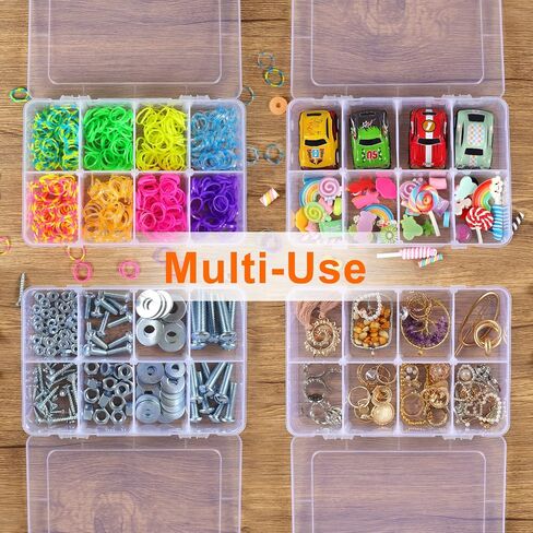 QUEFE 3 Pack 8 Grids Bead Organizers and Storage, Plastic Organizer Box with Removable Dividers Tackle Box Organizer for Candies Snacks Electronics Jewelry Small Parts in Saudi Arabia